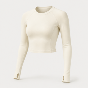 moonsport mujer contour long sleeve crop marfil